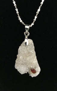 CRYSTAL GEODE WITH RUBY NECKLACE