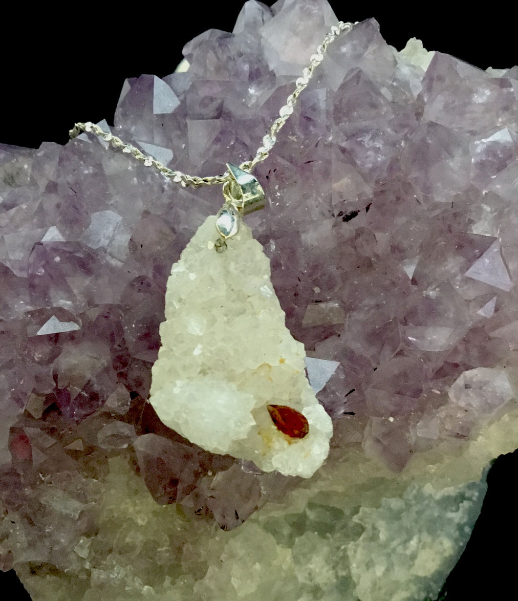 CRYSTAL GEODE WITH RUBY NECKLACE